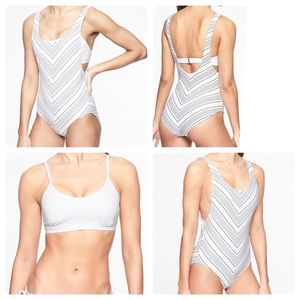 Athleta High Leg Chevron Swimsuit 36B/C